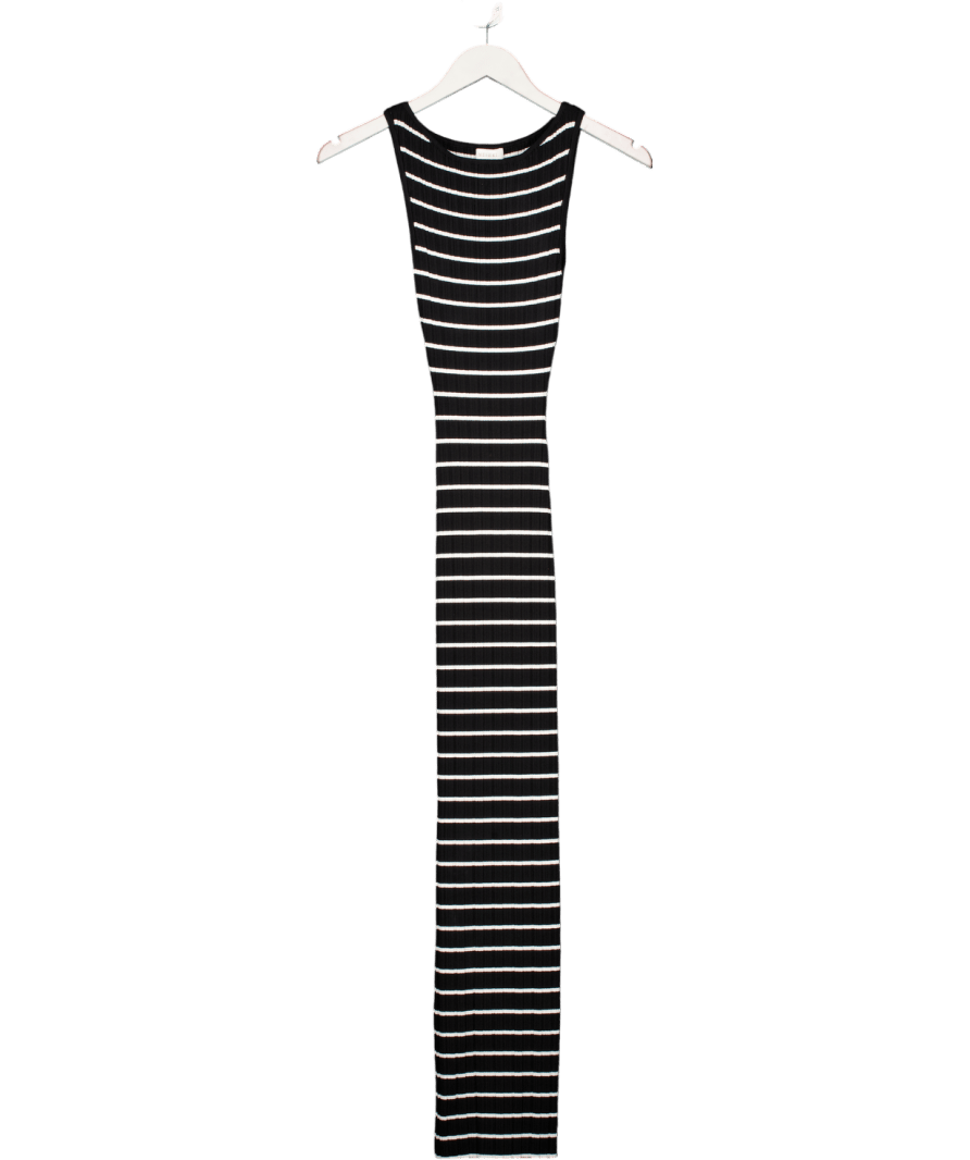 Meshki Black And White Striped Knitted Maxi Dress UK S - Reliked