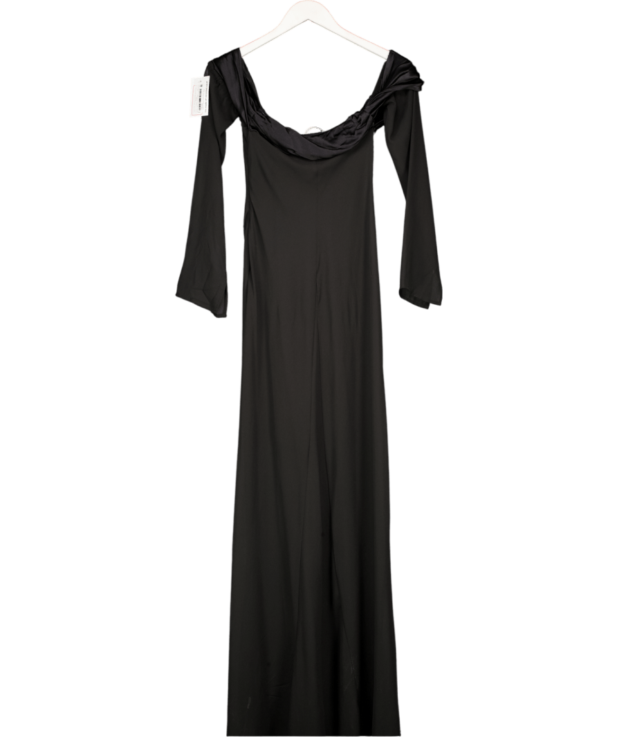 Meshki Black Ivanna Off The Shoulder Chiffon Maxi Dress UK XXS - Reliked Meshki Black Ivanna Off The Shoulder Chiffon Maxi Dress UK XXS - Reliked