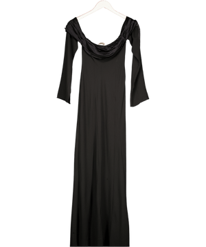 Meshki Black Ivanna Off The Shoulder Chiffon Maxi Dress UK XXS