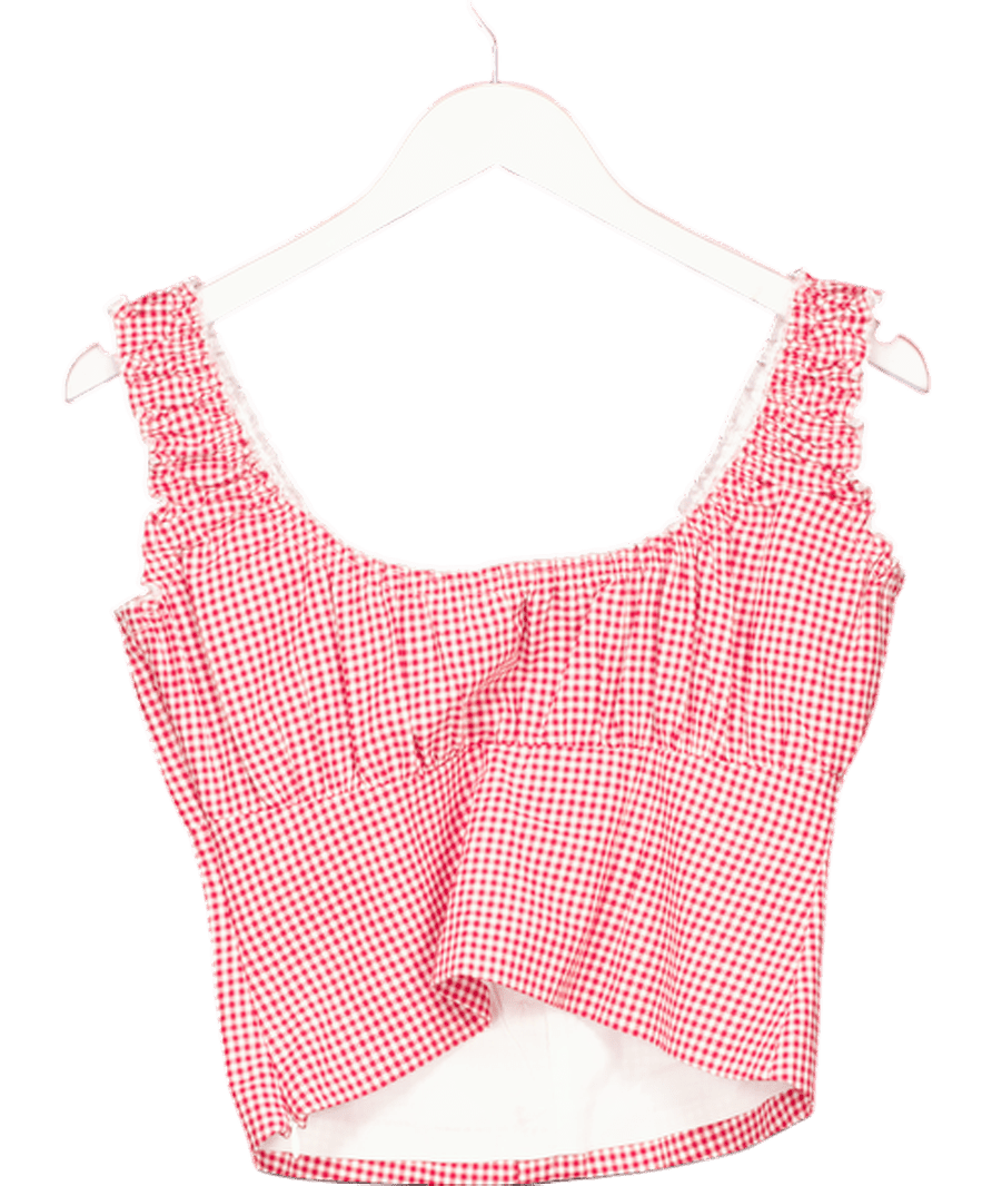 Meshki Ines Sleeveless Ruched Top - Red Gingham UK S - Reliked