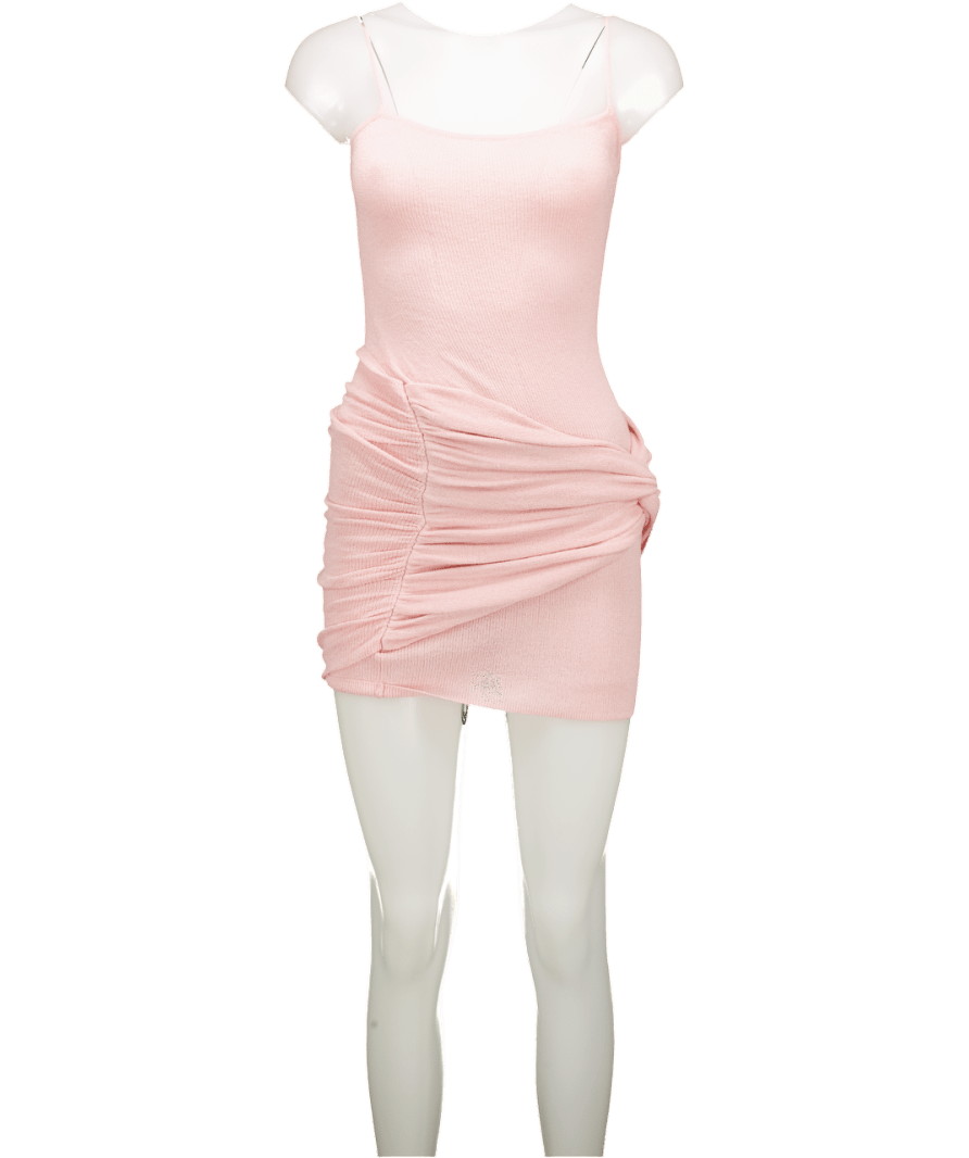 Meshki Laurie Twist Knit Mini Dress - Baby Pink UK XS - Reliked