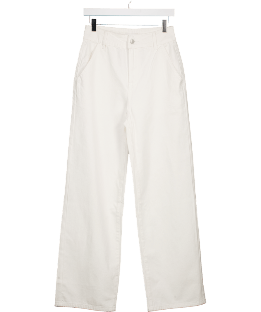 Meshki Roxy Wide Leg High Waist Denim Jeans - White UK 8 - Reliked