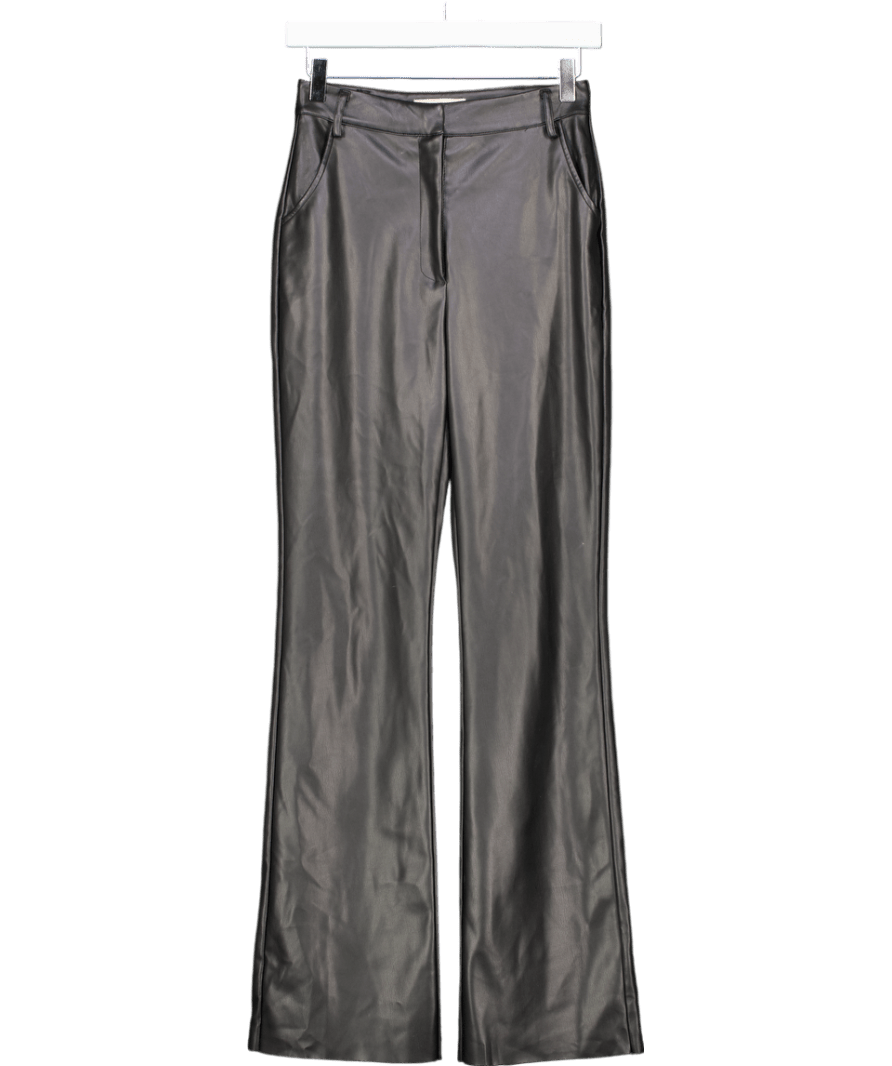 Meshki Straight Leg Faux Leather Pants - Black UK S - Reliked