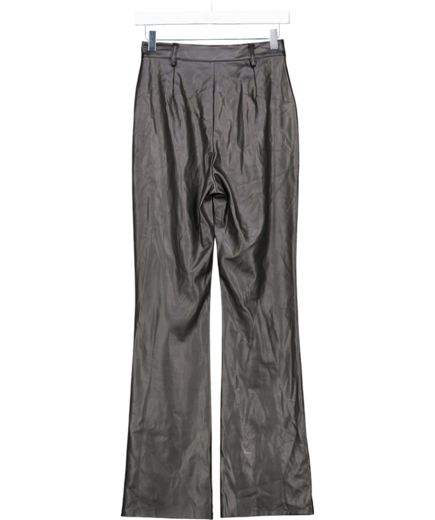 Meshki Straight Leg Faux Leather Pants - Black UK S - Reliked