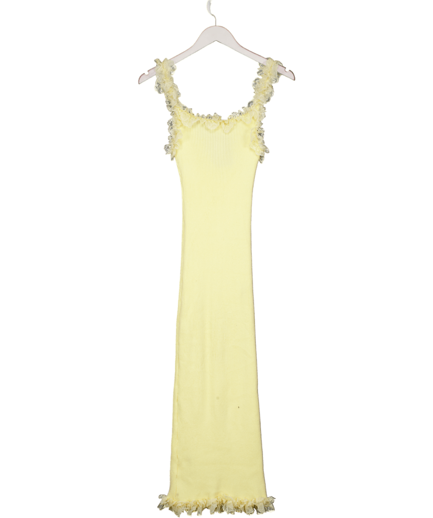 Meshki Yellow Shay Lace Ruffle Knit Midi Dress - Lemon UK S - Reliked