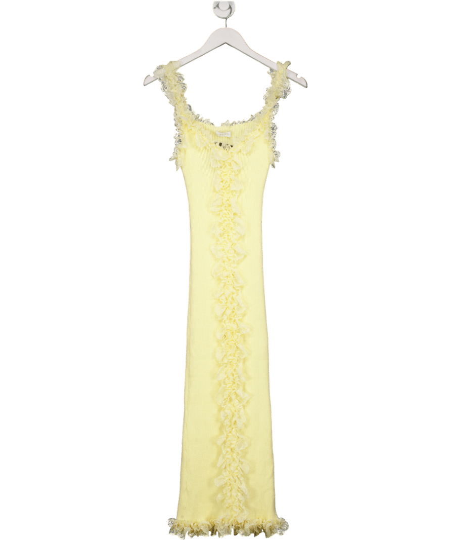 Meshki Yellow Shay Lace Ruffle Knit Midi Dress - Lemon UK S - Reliked