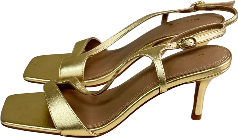 Metallic Mint Velvet Gold Heeled Sandals UK 6 EU 39 👠 - Reliked