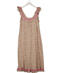 Mi Golondrina Cream / Pink Floral Embroidered Midi Dress UK M - Reliked