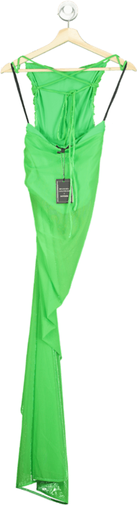 Michael Costello x Revolve Green Ruched Evening Dress UK 10 - Reliked