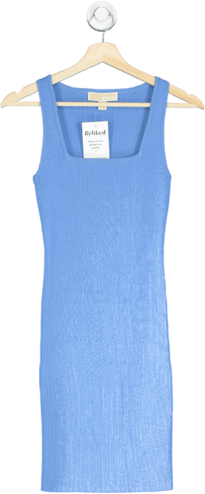 Michael Kors Blue Ribbed Stretch Knit Tank Dress UK XS - Reliked