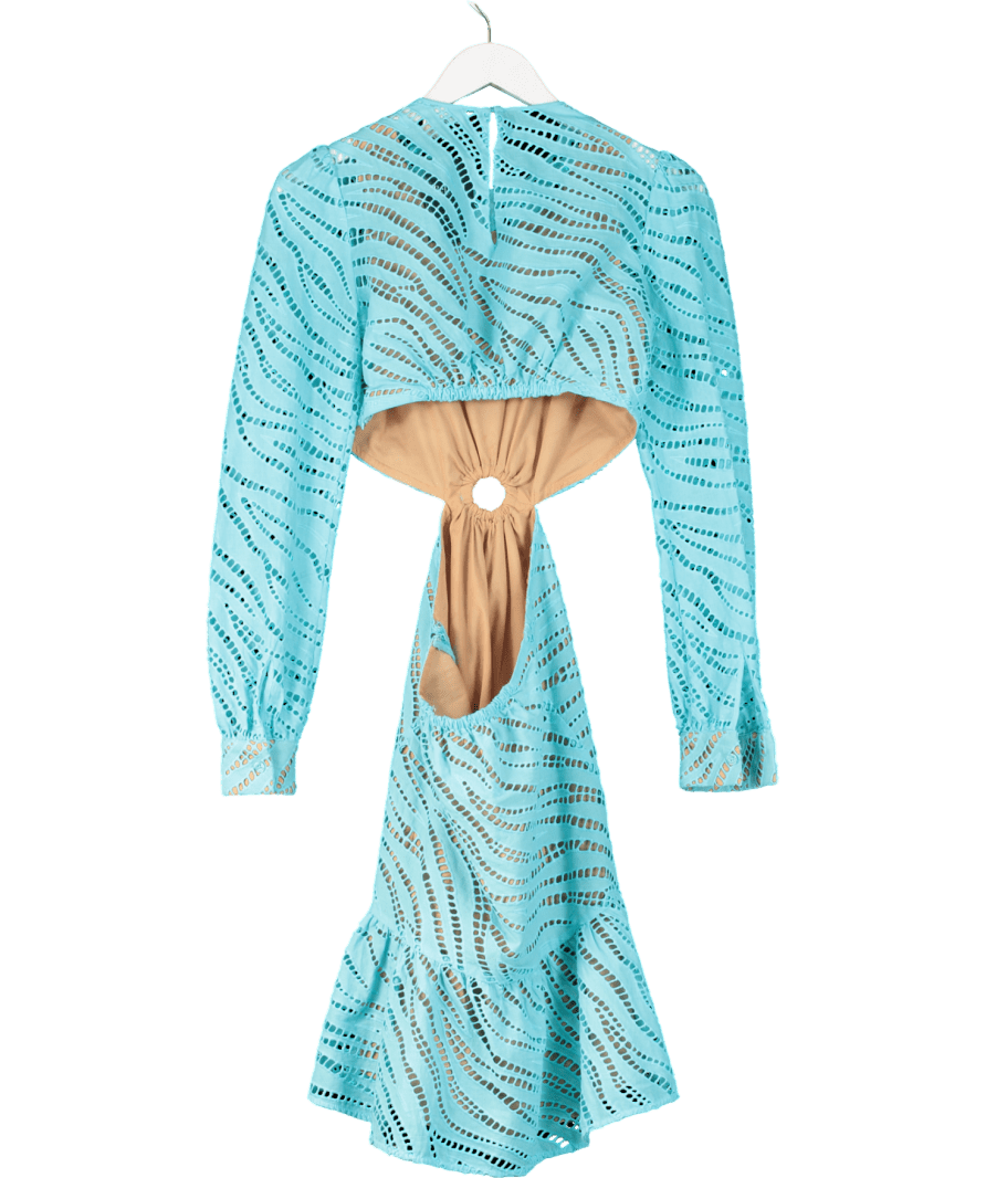 Michael Kors Blue Turquoise Broderie Cut - out Mini Dress UK XS - Reliked