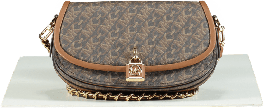 Michael Kors Brown Mila Faux Leather Small Chain Messenger Chain Bag - Reliked