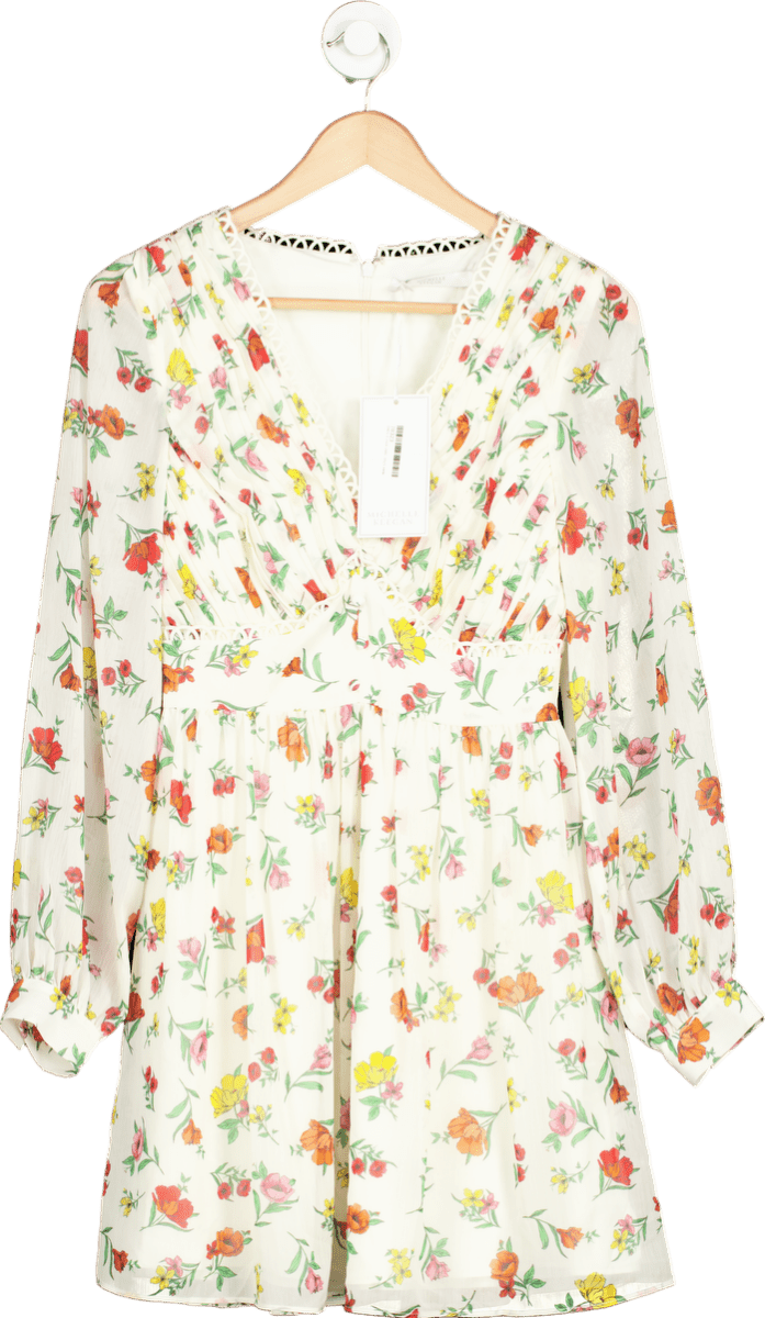 Michelle Keegan Cream Floral Mini Dress UK 8 - Reliked