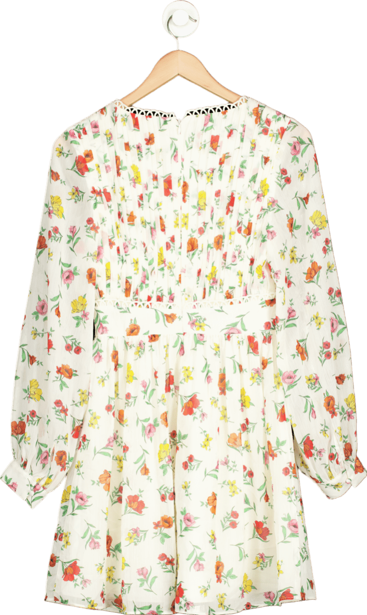 Michelle Keegan Cream Floral Mini Dress UK 8 - Reliked
