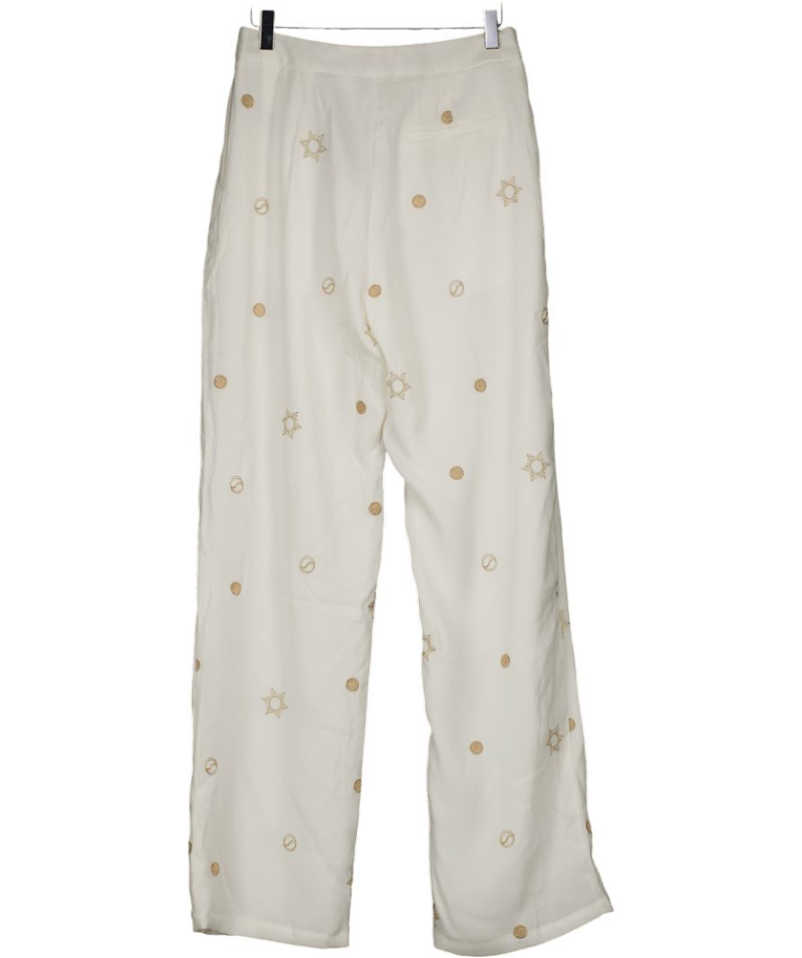 Michelle Keegan Cream Woven Sun And Moon Loose Soft Trouser UK 10 - Reliked