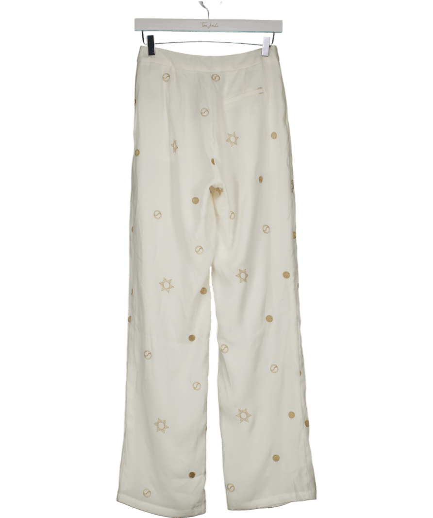 Michelle Keegan Cream Woven Sun And Moon Loose Soft Trouser UK 8 - Reliked