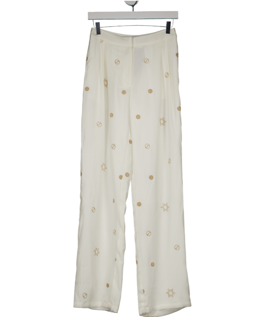 Michelle Keegan Cream Woven Sun And Moon Loose Soft Trouser UK 8 - Reliked