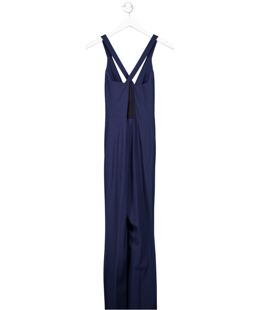 Michelle Mason Blue Halterneck Jumpsuit With Gold Button Detail Sz0 UK 4 - Reliked