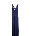 Michelle Mason Blue Halterneck Jumpsuit With Gold Button Detail Sz0 UK 4 - Reliked