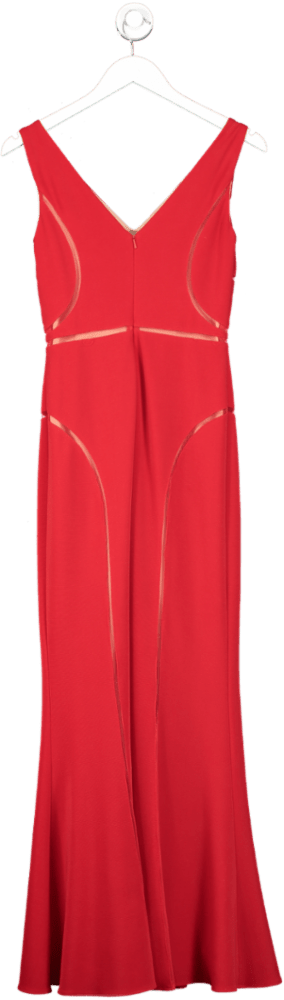 Mikael Aghal Red Mesh Panel Gown UK 6