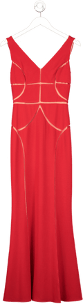Mikael Aghal Red Mesh Panel Gown UK 6 - Reliked