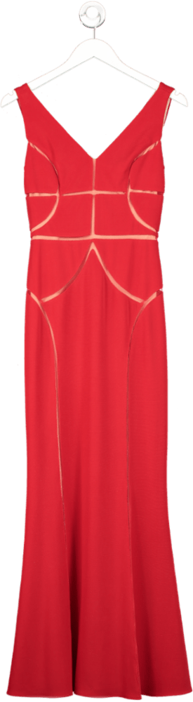 Mikael Aghal Red Mesh Panel Gown UK 6 - Reliked