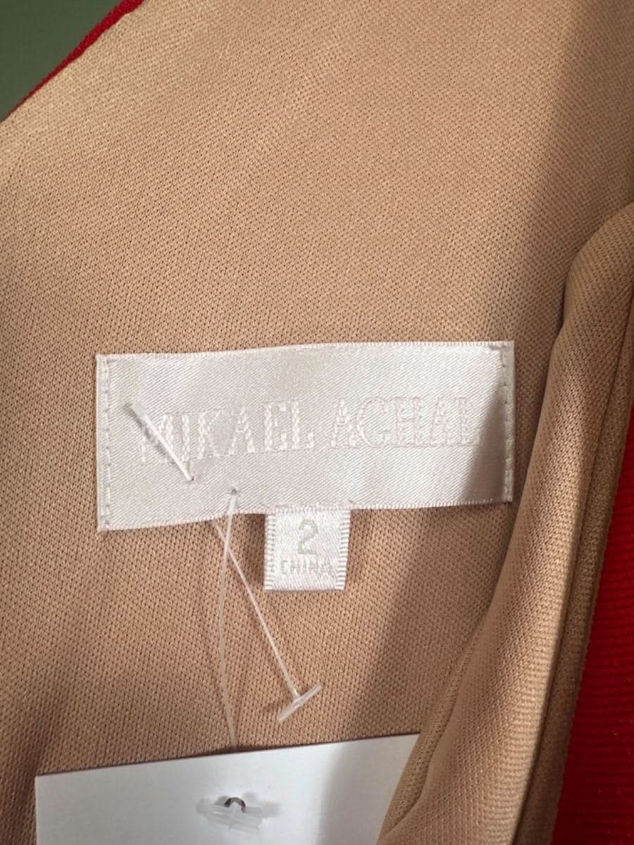 Mikael Aghal Red Mesh Panel Gown UK 6 - Reliked