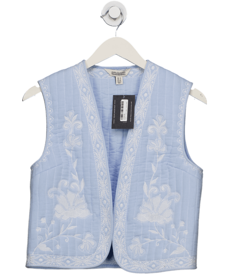Millie Mackintosh Friends Like These Blue Embroidered 100% Cotton Waistcoat UK 8 - Reliked