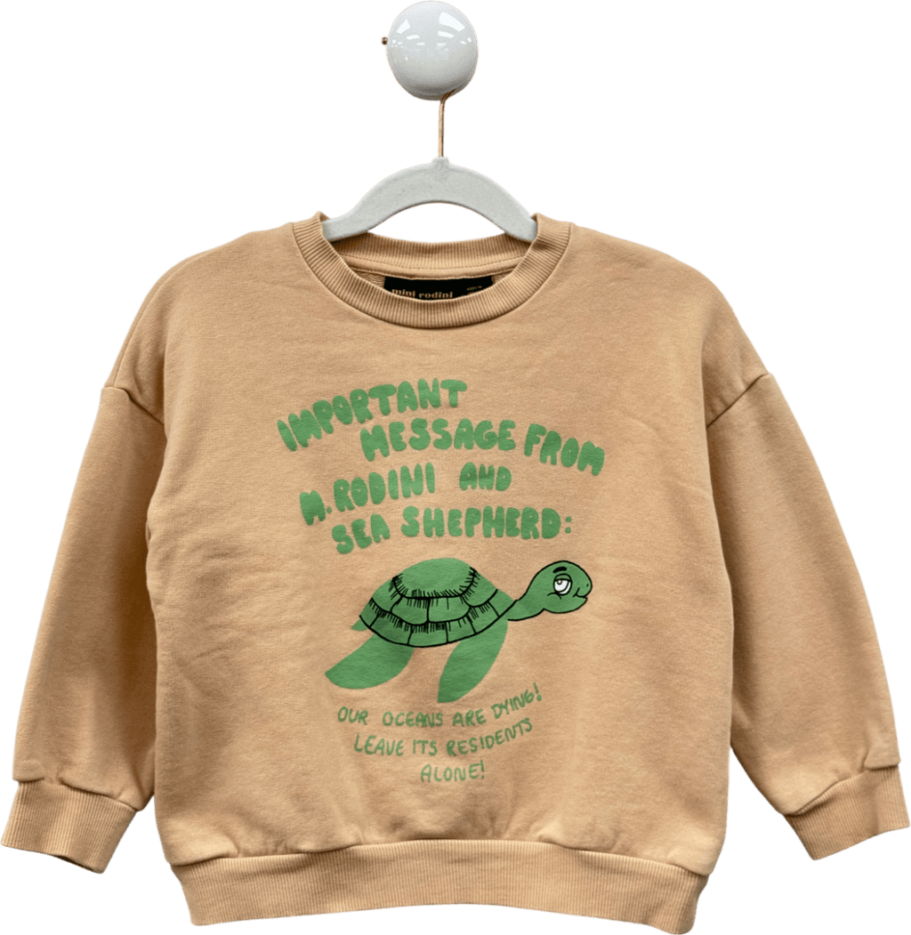 Mini Rodini Beige Turtle Sweatshirt 4 Years - Reliked