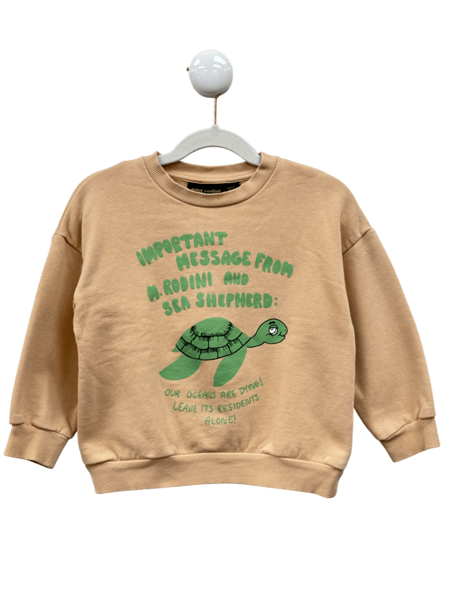 Mini Rodini Beige Turtle Sweatshirt 4 Years - Reliked