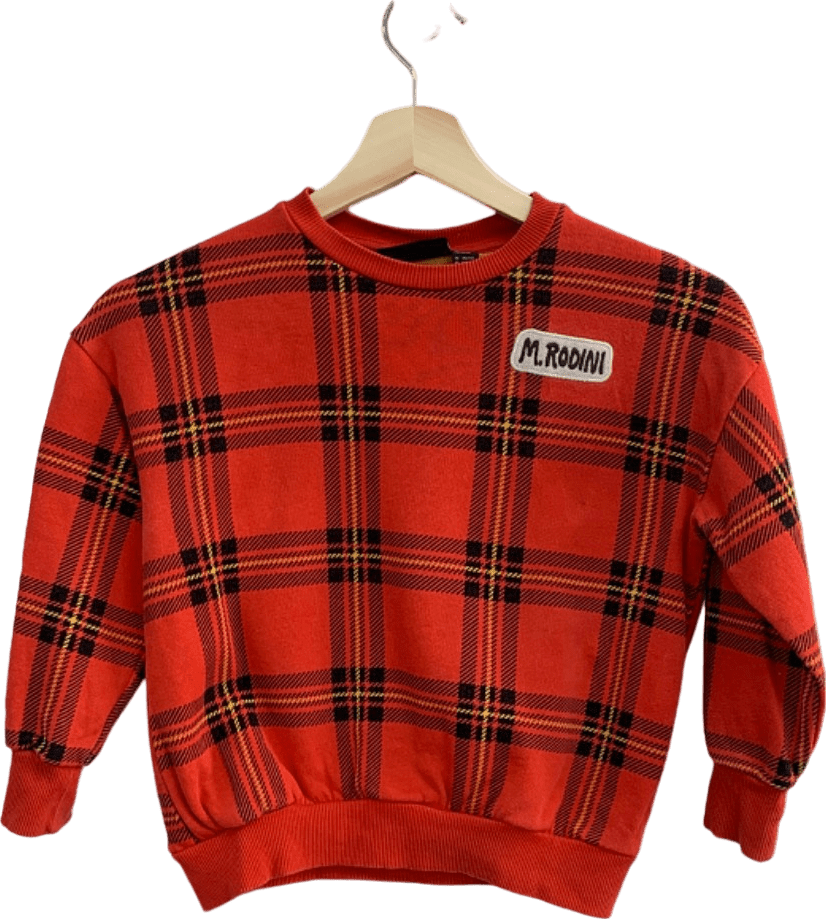 Mini Rodini Red Checkered Sweatshirt 116/122 - Reliked