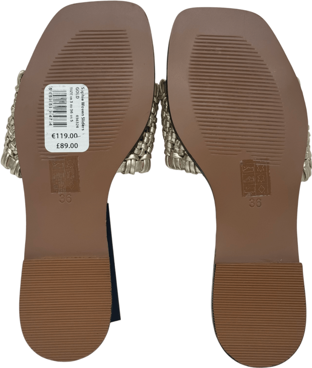 Mint Velvet Beige Leather Woven Slider Sandals UK 3 EU 36 👠 - Reliked