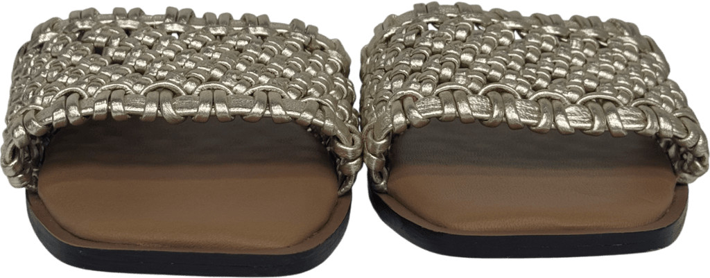 Mint Velvet Beige Leather Woven Slider Sandals UK 3 EU 36 👠 - Reliked