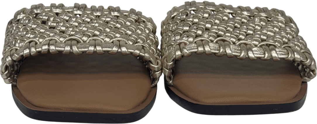 Mint Velvet Beige Leather Woven Slider Sandals UK 3 EU 36 👠 - Reliked