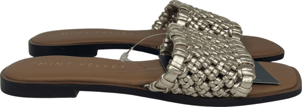 Mint Velvet Beige Leather Woven Slider Sandals UK 3 EU 36 👠 - Reliked