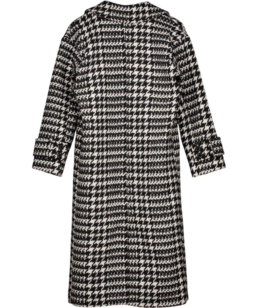 Mint Velvet Black Houndstooth Overcoat UK S - Reliked