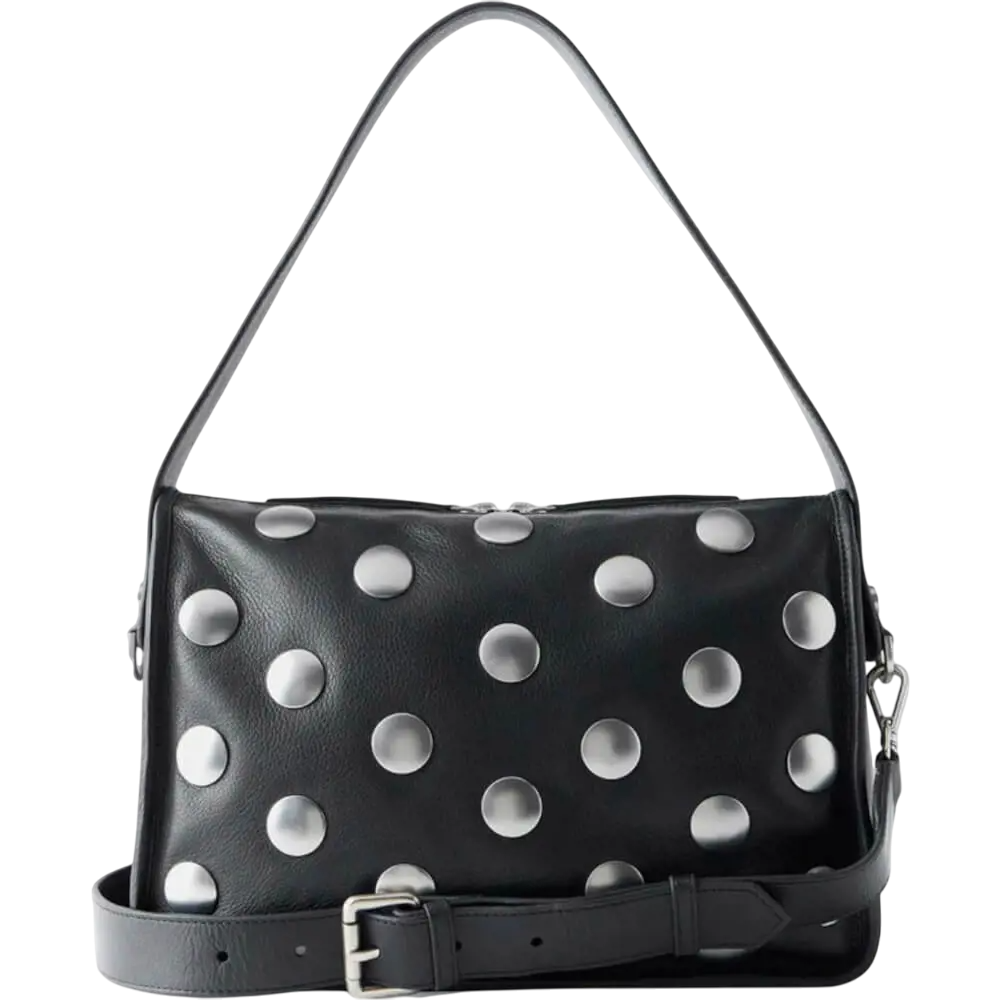 Mint Velvet Black Leather Studded Bag