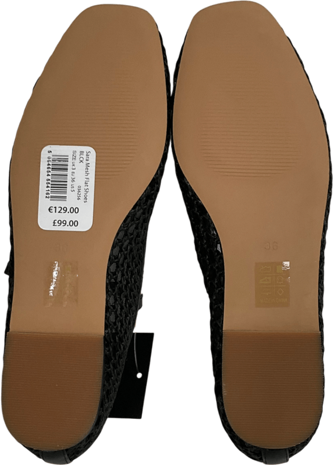 Mint Velvet Black Mesh Ballerina Flats UK 3 EU 36 👠 - Reliked