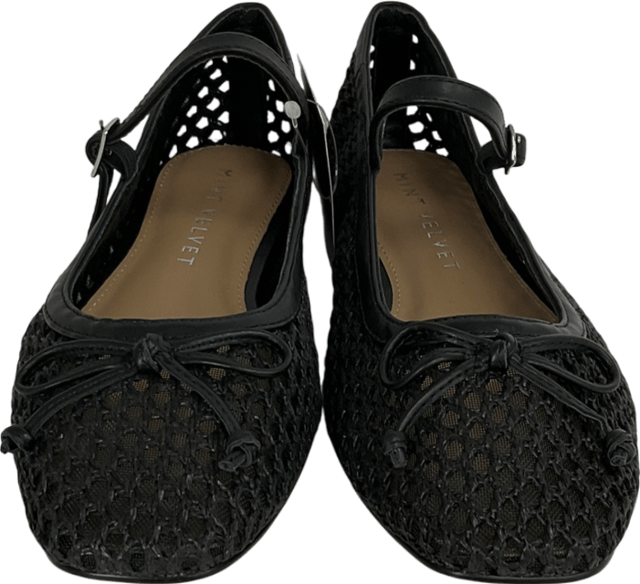 Mint Velvet Black Mesh Ballerina Flats UK 3 EU 36 👠 - Reliked