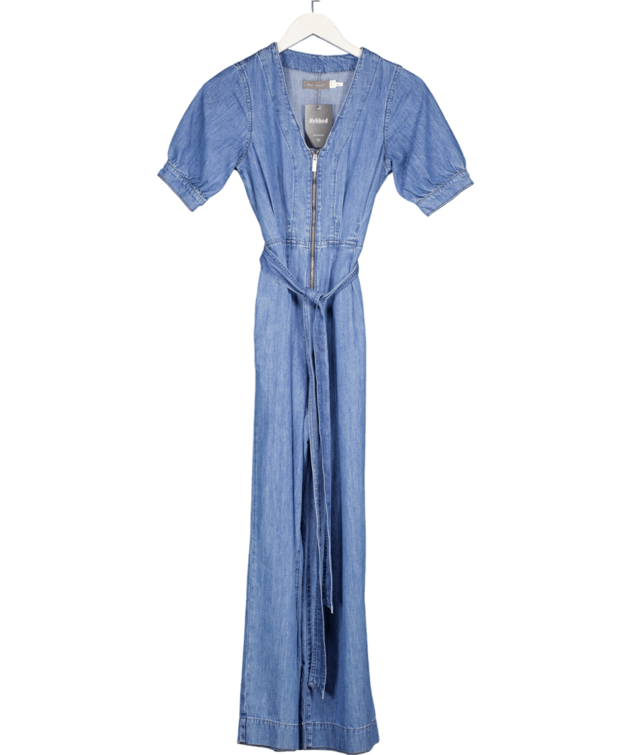 Mint Velvet Blue Denim Short Sleeve Jumpsuit UK 6 - Reliked