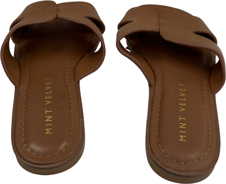 Mint Velvet Brown Darcie Tan Leather Flat Sandals UK 3 EU 36 👠 - Reliked