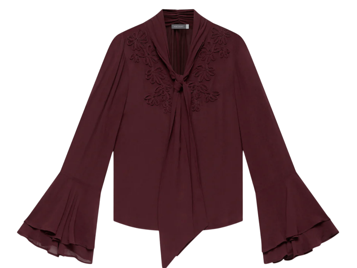Mint Velvet Burgundy Floral Detail Blouse UK XS - Reliked