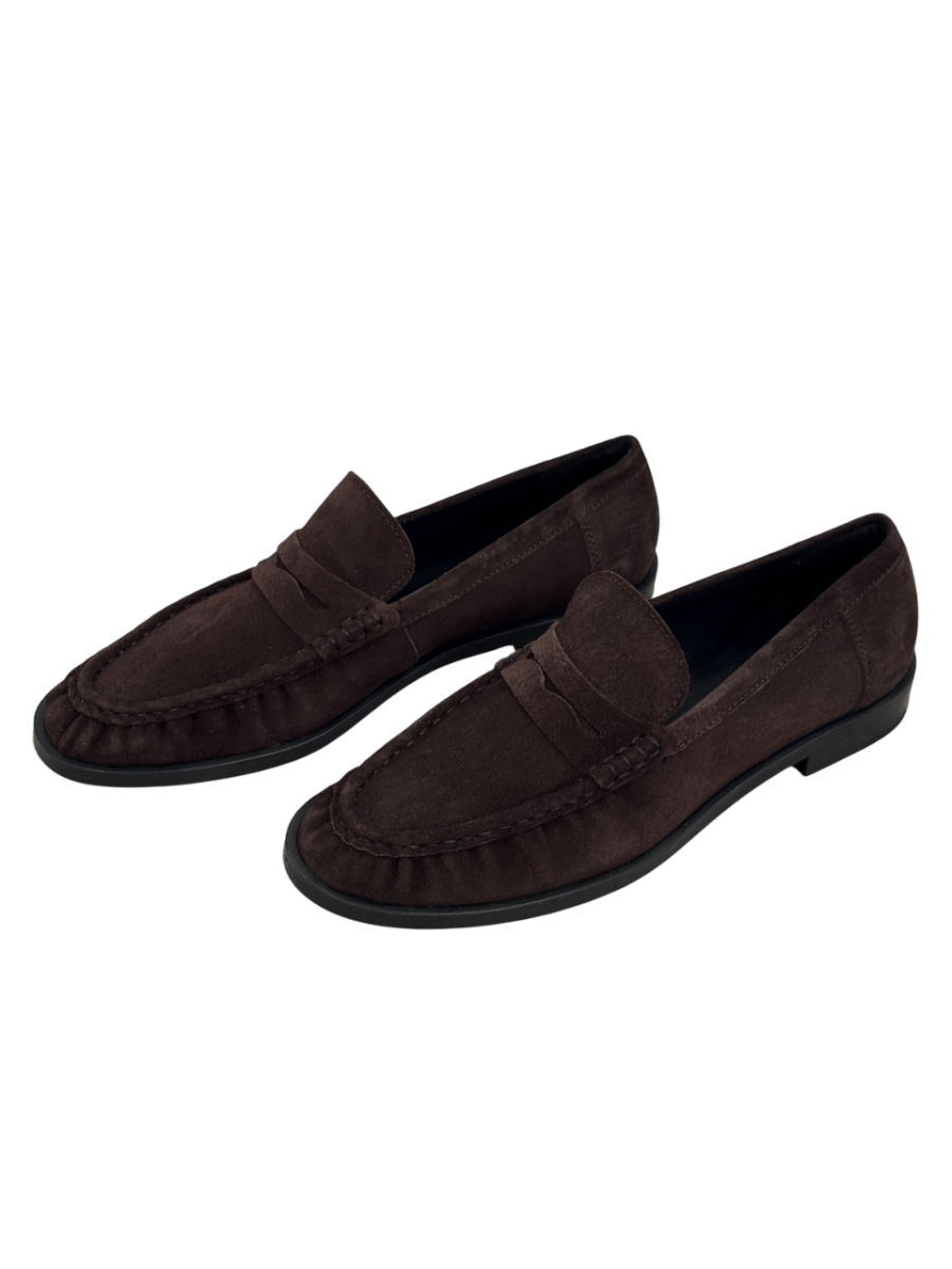 Mint Velvet Chocolate Brown Suede Loafers UK 7 EU 40 👠 - Reliked