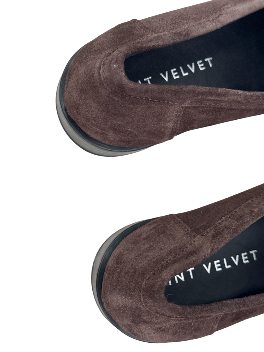 Mint Velvet Chocolate Brown Suede Loafers UK 7 EU 40 👠 - Reliked
