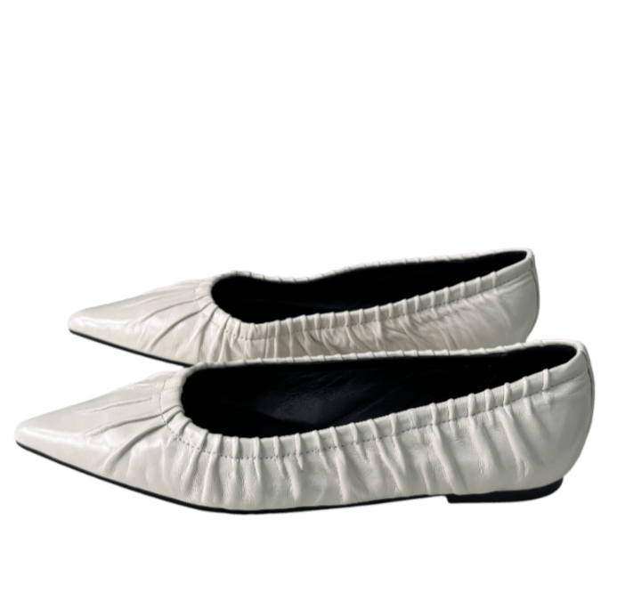 Mint Velvet Cream Arella Leather Ruched Flat Ballerina Pumps UK 7 EU 40 👠 - Reliked