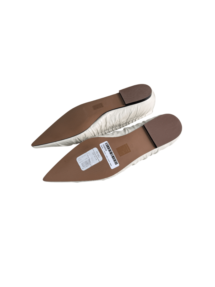 Mint Velvet Cream Arella Leather Ruched Flat Ballerina Pumps UK 7 EU 40 👠 - Reliked