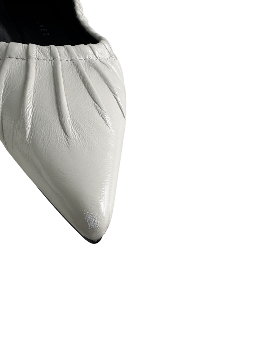 Mint Velvet Cream Arella Leather Ruched Flat Ballerina Pumps UK 7 EU 40 👠 - Reliked