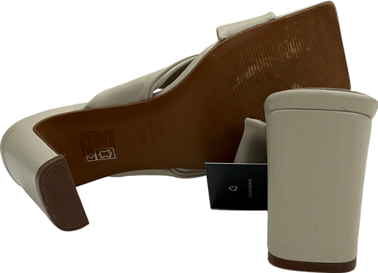 Mint Velvet Cream Cally Leather Mule Sandals UK 3 EU 36 👠 - Reliked