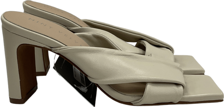 Mint Velvet Cream Cally Leather Mule Sandals UK 3 EU 36 👠 - Reliked