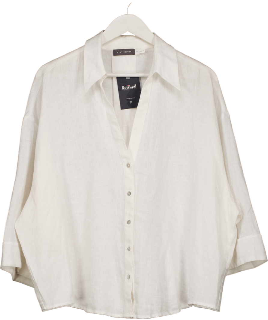 Mint Velvet Cream Linen Resort Shirt UK XL - Reliked
